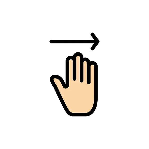 Hand, Arrow, Gestures, right  Flat Color Icon. Vector icon banne — Stock Vector