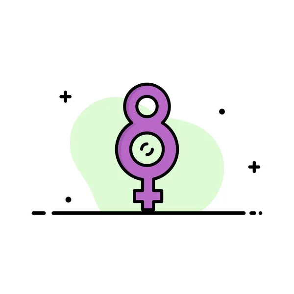 Eight, 8, Female Business Flat Line Filled Icon Vector — стоковый вектор