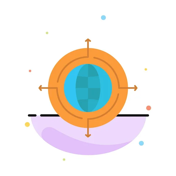 Globe, Focus, Target, Connected Abstract Flat Color Icon Templat - Stok Vektor