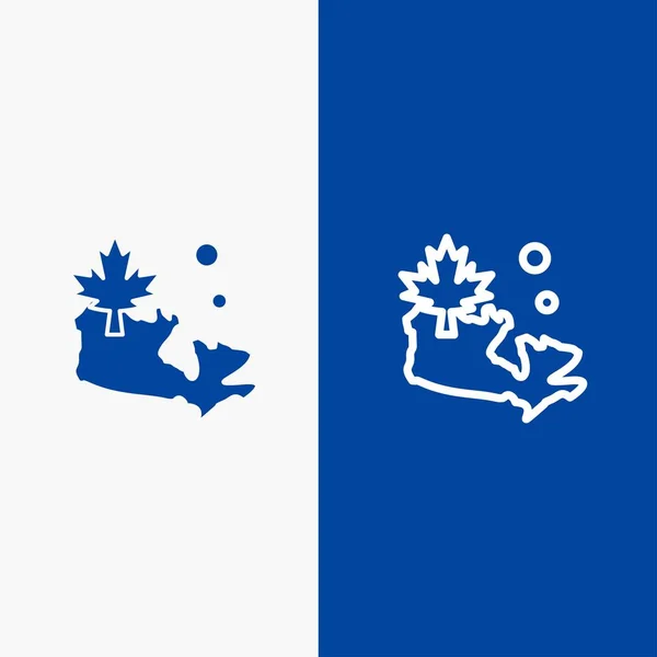 Karte, Kanada, Blattlinie und Glyphen durchgehendes Symbol blaue Bannerlinie und — Stockvektor