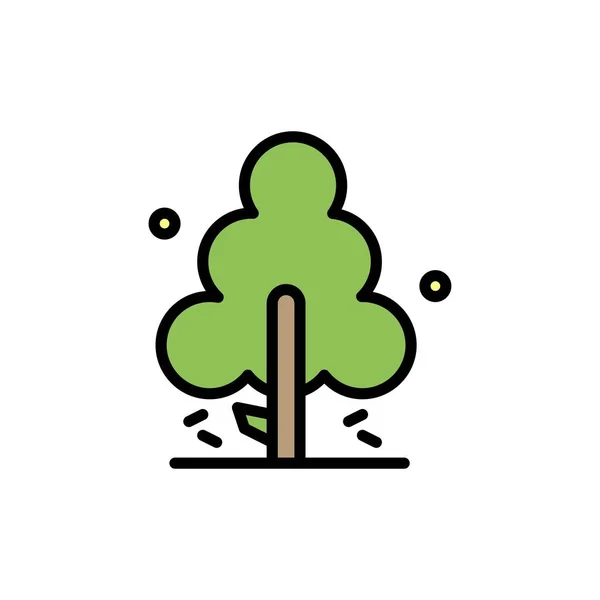 Nature, Pine, Spring, Tree  Flat Color Icon. Vector icon banner — Stock Vector