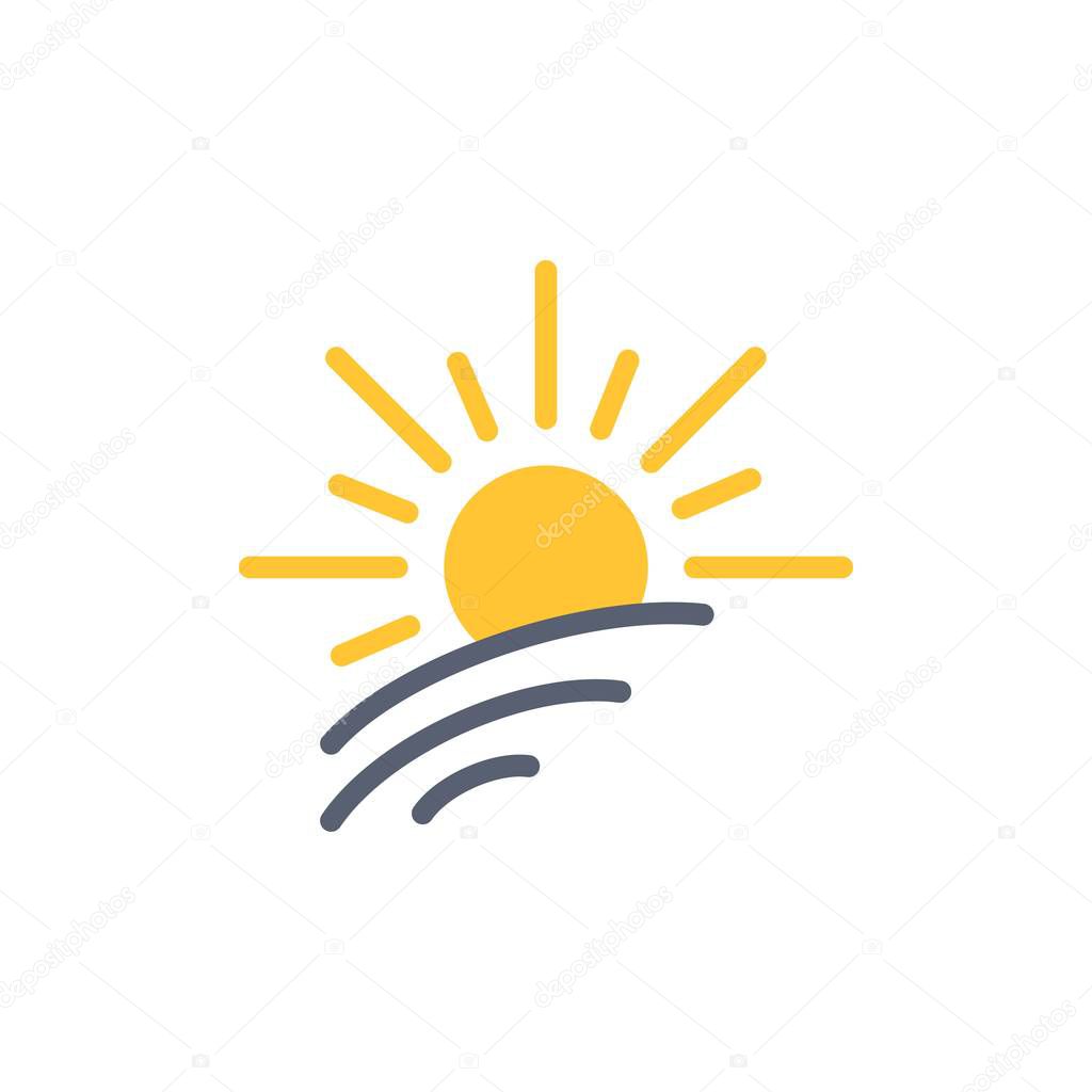 Brightness, Light, Sun, Spring  Flat Color Icon. Vector icon ban