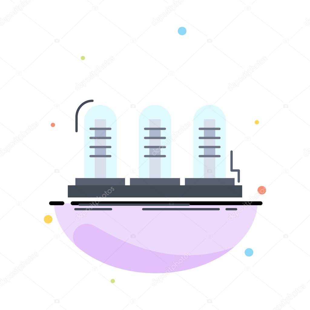 amplifier, analog, lamp, sound, tube Flat Color Icon Vector