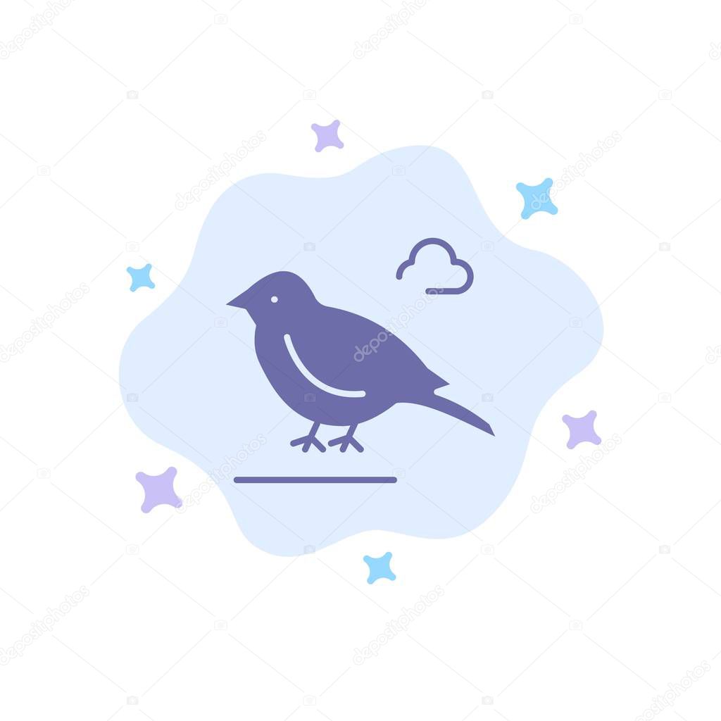 Bird, British, Small, Sparrow Blue Icon on Abstract Cloud Backgr