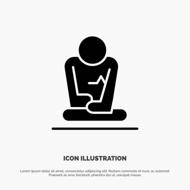Hızlı, Meditasyon, Eğitim, Yoga katı Glyph Icon vektör