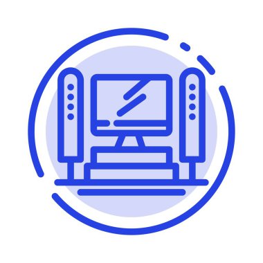 Bilgisayar, Bilgisayar, Sunucu, Cpu Mavi Noktalı Çizgi Simgesi