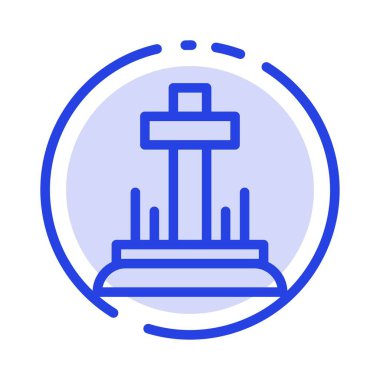 Kutlama, Hıristiyan, Cross, Paskalya Mavisi Noktalı Çizgi Hattı Simgesi