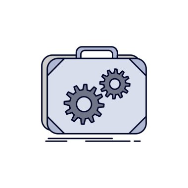 Evrak çantası, kasa, üretim, ilerleme, çalışma Düz Renk Simgesi Vect