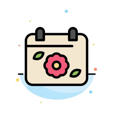 Takvim, Çiçek, Tarih, Bahar Soyut Düz Renk Simgesi Şablon