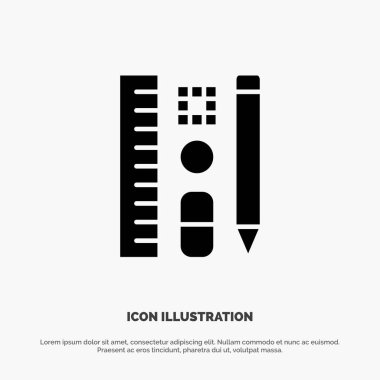 Kalem, Kalem, Ölçek, Eğitim Katı Siyah Glyph Simgesi