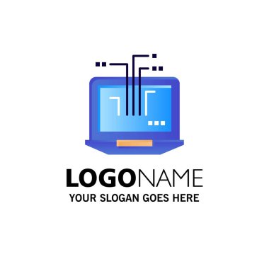 Bilgisayar, Ağ, Dizüstü Bilgisayar, Donanım İş Logo Şablonu. Düz