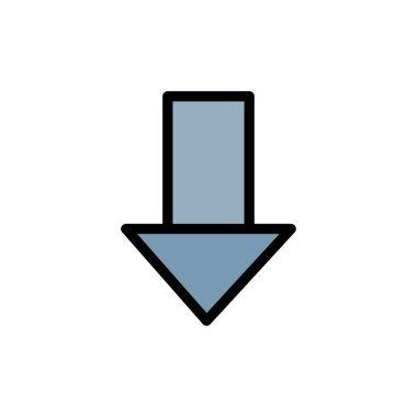 Ok, Aşağı, Aşağı Ok, Yön Düz Renk Simgesi. Vektör simgesi