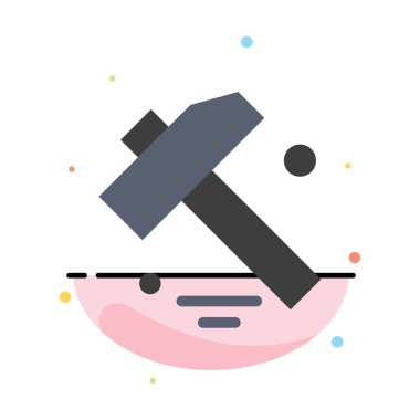 İnşaat, Çekiç, Araç Soyut Düz Renk Simgesi Şablonu