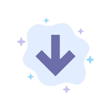 Soyut Bulut Arka Planında Ok, Aşağı, Arka Mavi Simge