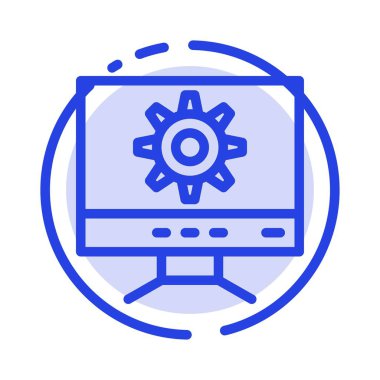 Bilgisayar, ayar, tasarım mavi noktalı çizgi çizgisi simgesi