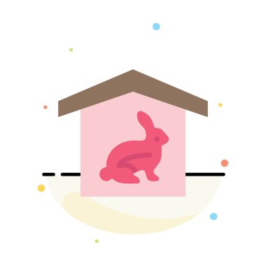 Ev, Tavşan, Paskalya, Doğa Soyut Düz Renk Simgesi Şablon