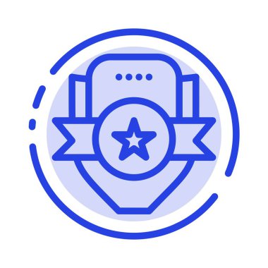 Rozet, kulüp, amblem, kalkan, spor mavi noktalı çizgi çizgisi simgesi