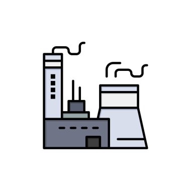 Bina, Inşaat, fabrika, sanayi düz renk simgesi. Vect