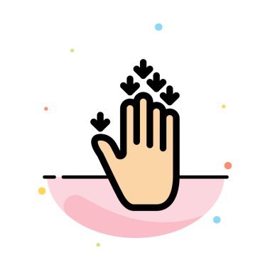 Jest, El, Ok, Aşağı Soyut Düz Renk Simgesi Şablonu