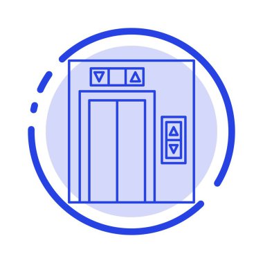 Asansör, Bina, İnşaat Mavi Noktalı Çizgi Simgesi