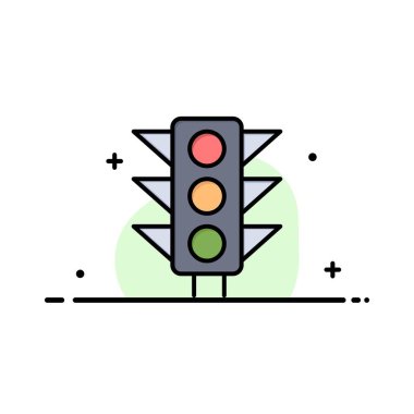 Trafik, İşaret, Işık, Yol İş Logo Şablonu. Düz Renk