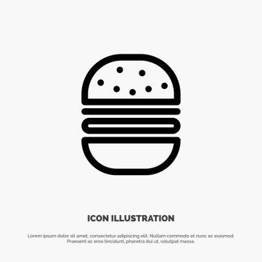 Burger, Fast food, Fast, Food Vector Line Icon