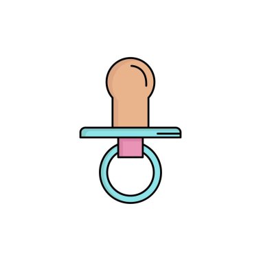 meme, bebek, kukla, emzik, çocuklar Düz Renk Simge Vektör