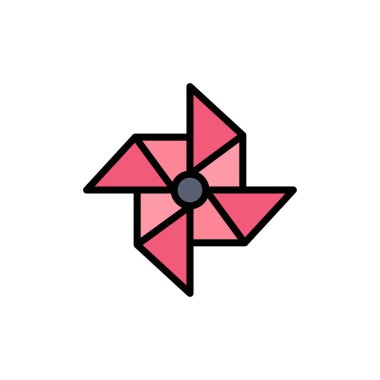 Bahar, Rüzgar, Yel Değirmeni Düz Renk Simgesi. Vektör simgesi afiş Temp