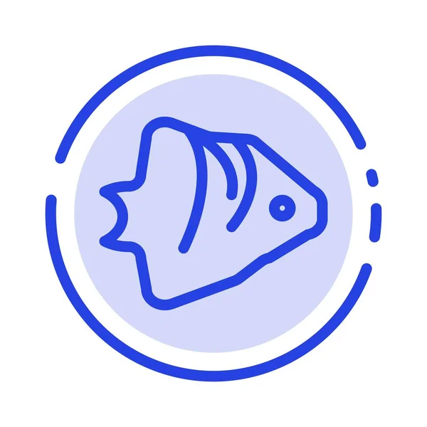 Icono de línea de puntos azules de bandera, peces, coral, océano, escolarización — Vector de stock
