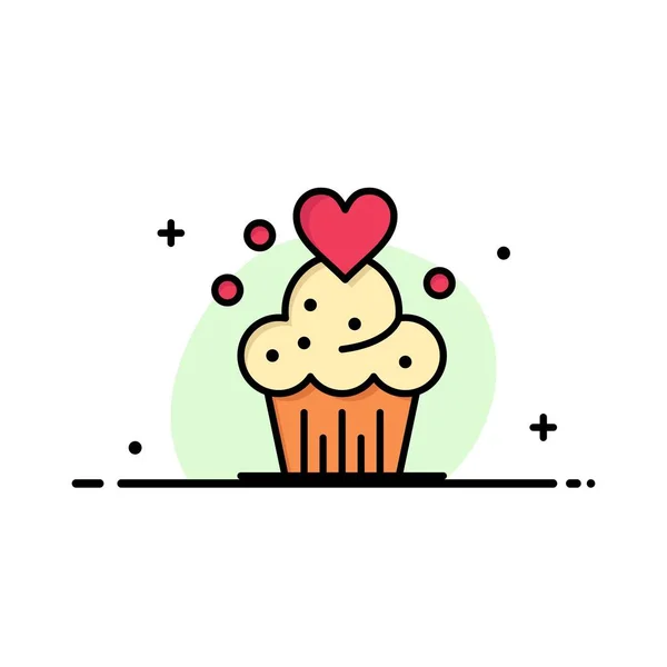 Cake, Cupcake, Muffins, Baked, Sweets Business Flat Line — стоковый вектор