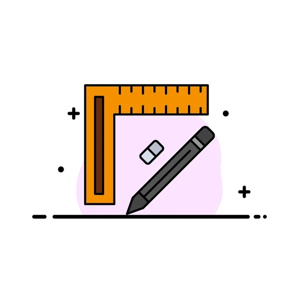 Ruler, Construction, Pencil, Repair, Design Business Flat Line — стоковий вектор