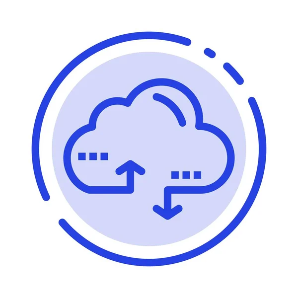 Cloud, Computing, Link, Daten blau gepunktete Linie Symbol — Stockvektor