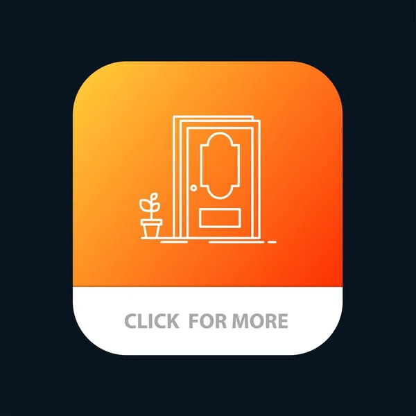 Puerta, Cerrado, Madera, Botón de la aplicación móvil de la planta. Android y IOS Lin — Archivo Imágenes Vectoriales