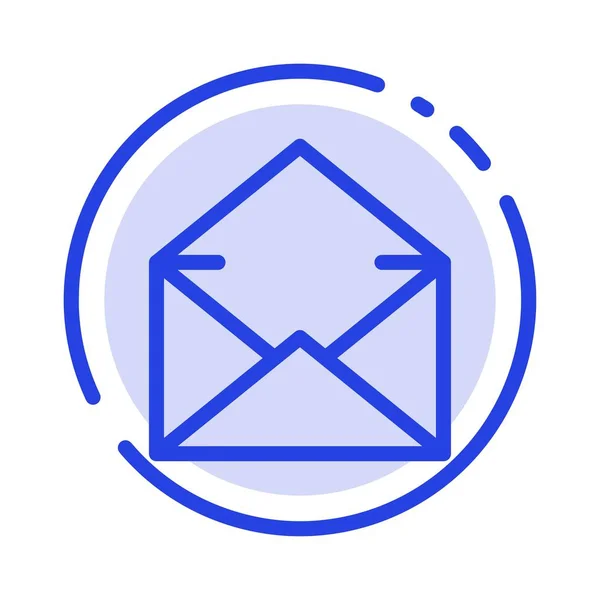 Courriel, courrier, message, ligne à pointillés bleus ouverts Icône — Image vectorielle