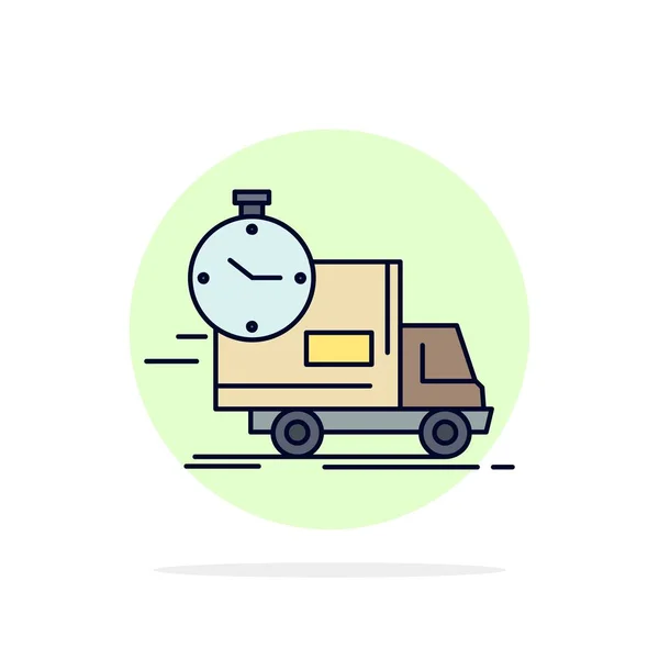 Доставка, час, доставка, транспорт, вантажівка Плоска кольорова піктограма Vect — стоковий вектор