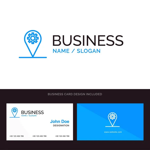 Business, Posizione, Mappa, Gear Blue Business logo e Business Ca — Vettoriale Stock