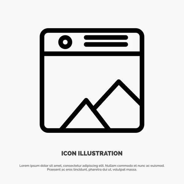 Imagen, Foto, Galería, Web Line Icon Vector — Vector de stock