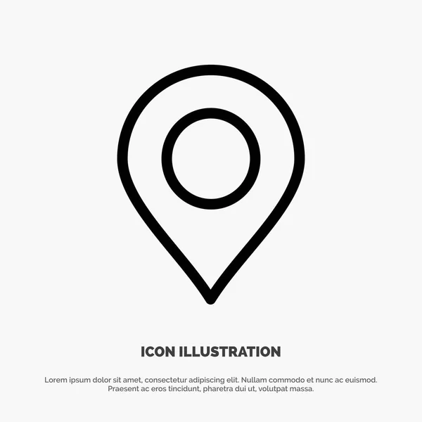 Mapa, Ubicación, Pin, World Line Icon Vector — Vector de stock