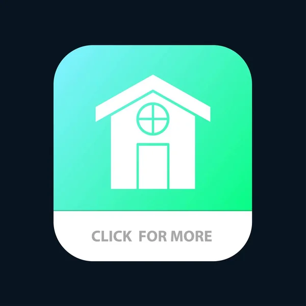 Miasto, budownictwo, dom przycisk aplikacji mobilnej. Android i iOS GLY — Wektor stockowy