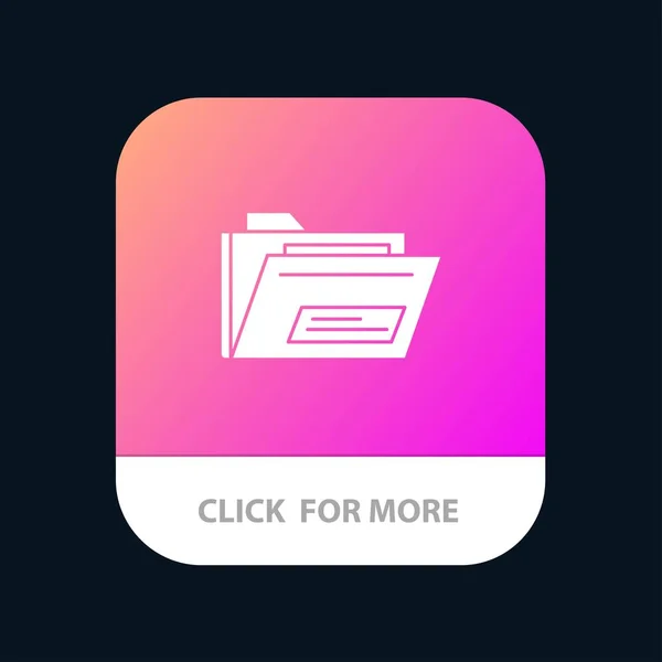 Folder, plik, ZIP, RAR, przycisk aplikacji mobilnej. Android i iOS Glyp — Wektor stockowy