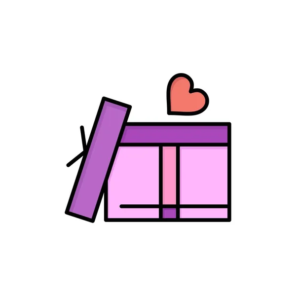 Caixa de presente, coração, ícone de cor lisa do amor. Ícone do vetor banner Templ — Vetor de Stock