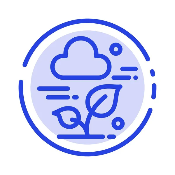 Növény, felhő, levél, technológia kék pontozott vonal ikon — Stock Vector