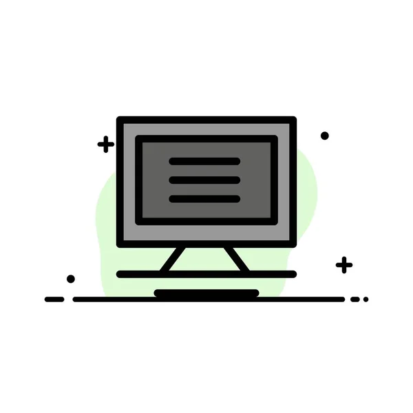 Monitor, Computer, Hardware  Business Flat Line Filled Icon Vect — Stock Vector