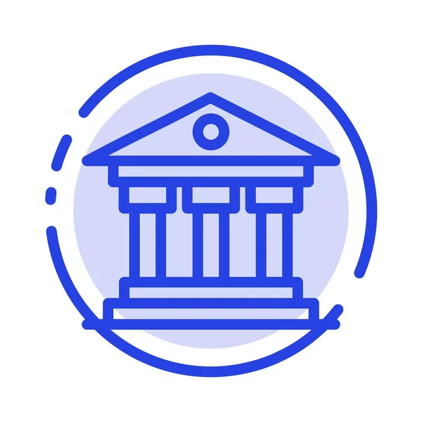 Bank, intézmény, pénz, Írország kék pontozott vonalas vonal ikon — Stock Vector