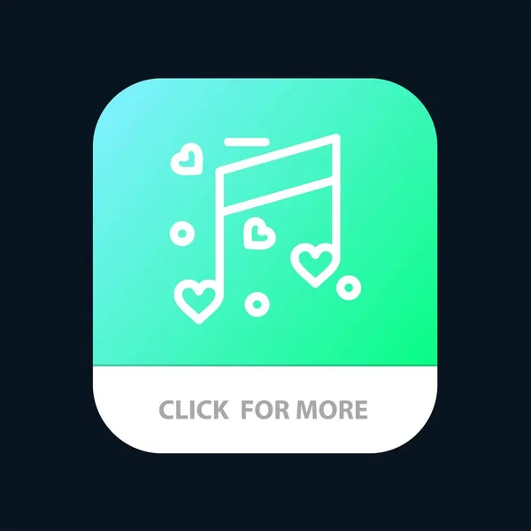 Кнопка мобильного приложения "Музыка, любовь, сердце, свадьба". Android и IOS L — стоковый вектор