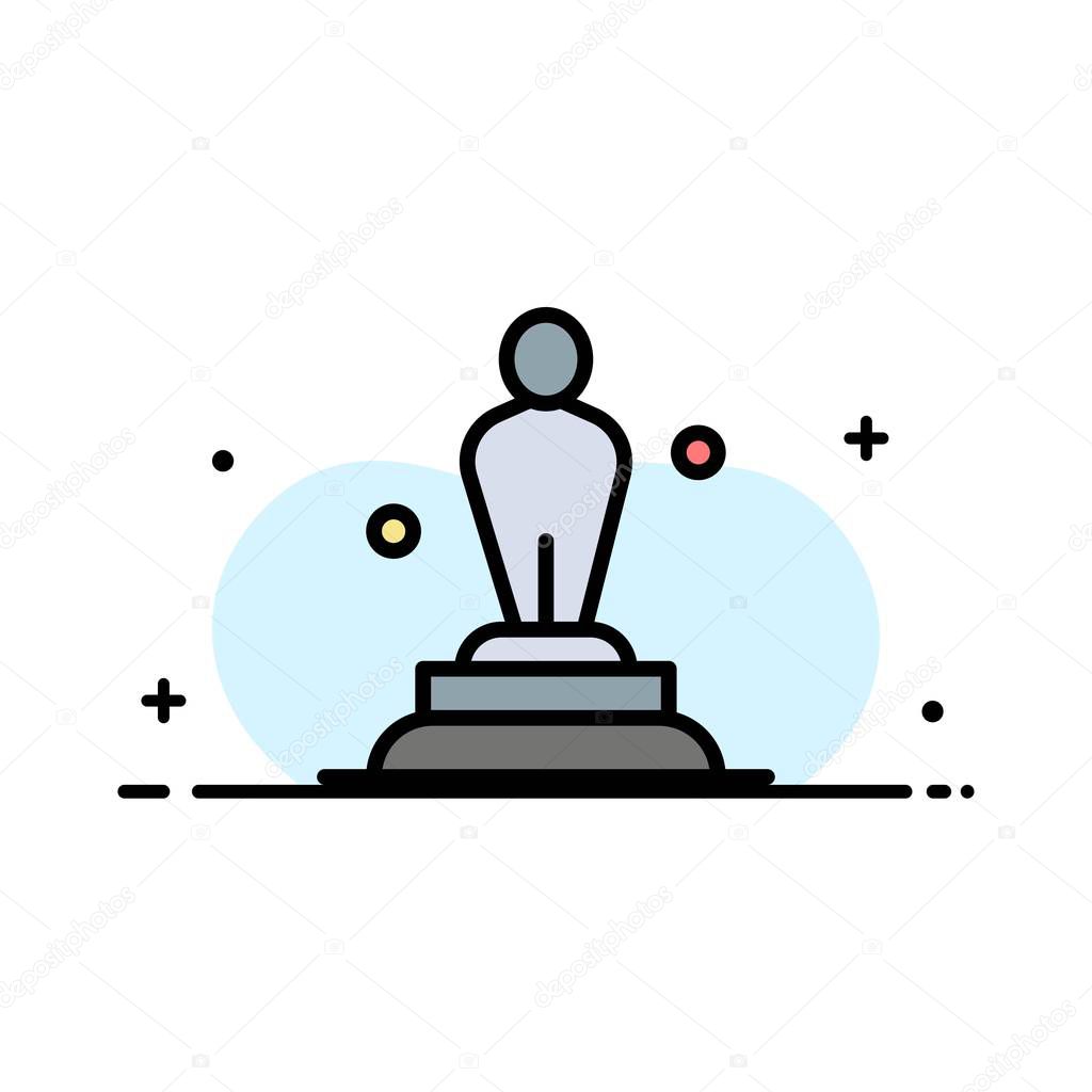 Academy, Award, Oscar, Statue, Trophy  Business Flat Line Filled