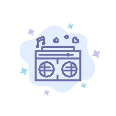 Radyo, Aşk, Kalp, Soyut Bulut Backgrou Üzerinde Düğün Mavi Simge