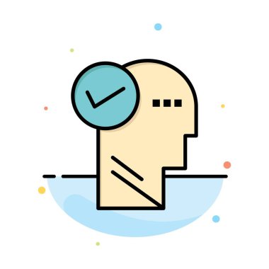 Zihin, Kafa, Çözüm, Düşünme Soyut Düz Renk Simgesi Şablonu