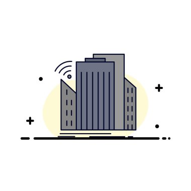 Binalar, şehir, sensör, akıllı, kentsel Düz Renk Simge Vektör