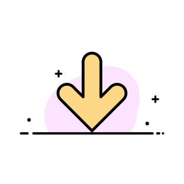 Ok, Aşağı, Yön, İndir İş Düz Çizgi Dolu Simge